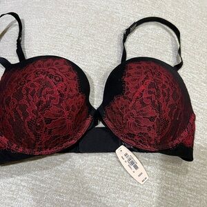 Victoria's Secret Red and Black Lace Bra